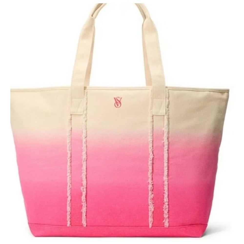 Victoria's Secret Cream and Pink Tote Bag